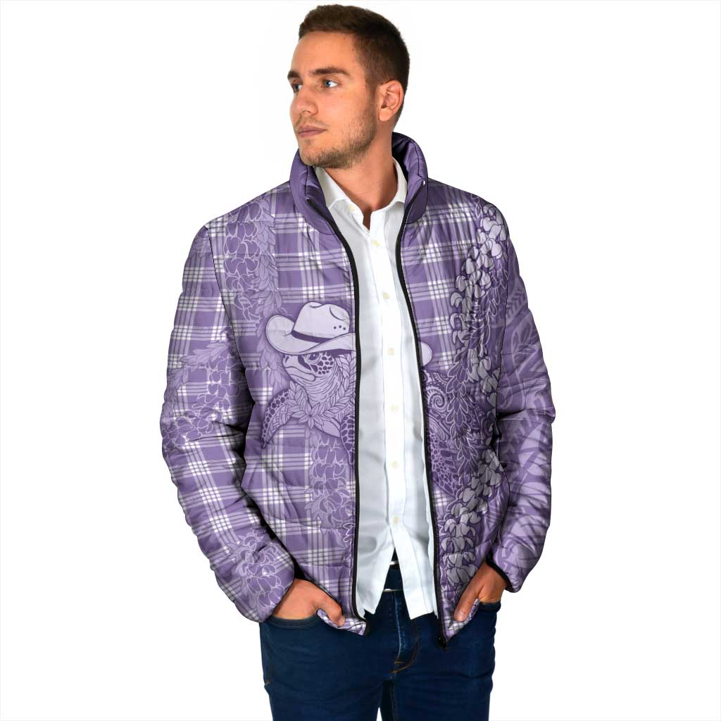 Purple Hawaii Palaka Cowboy Turtle Padded Jacket Hawaiian Paniolo Puakenikeni Maile Lei - Polynesian Pride