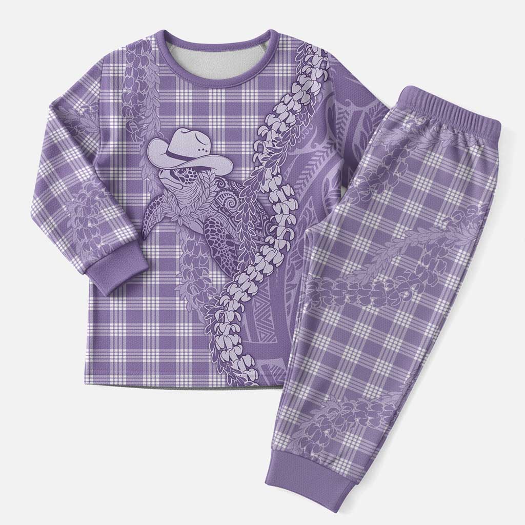 Purple Hawaii Palaka Cowboy Turtle Christmas Pajama Set Hawaiian Paniolo Puakenikeni Maile Lei DT05 Men Purple - Polynesian Pride