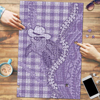 Purple Hawaii Palaka Cowboy Turtle Puzzle Hawaiian Paniolo Puakenikeni Maile Lei - Polynesian Pride