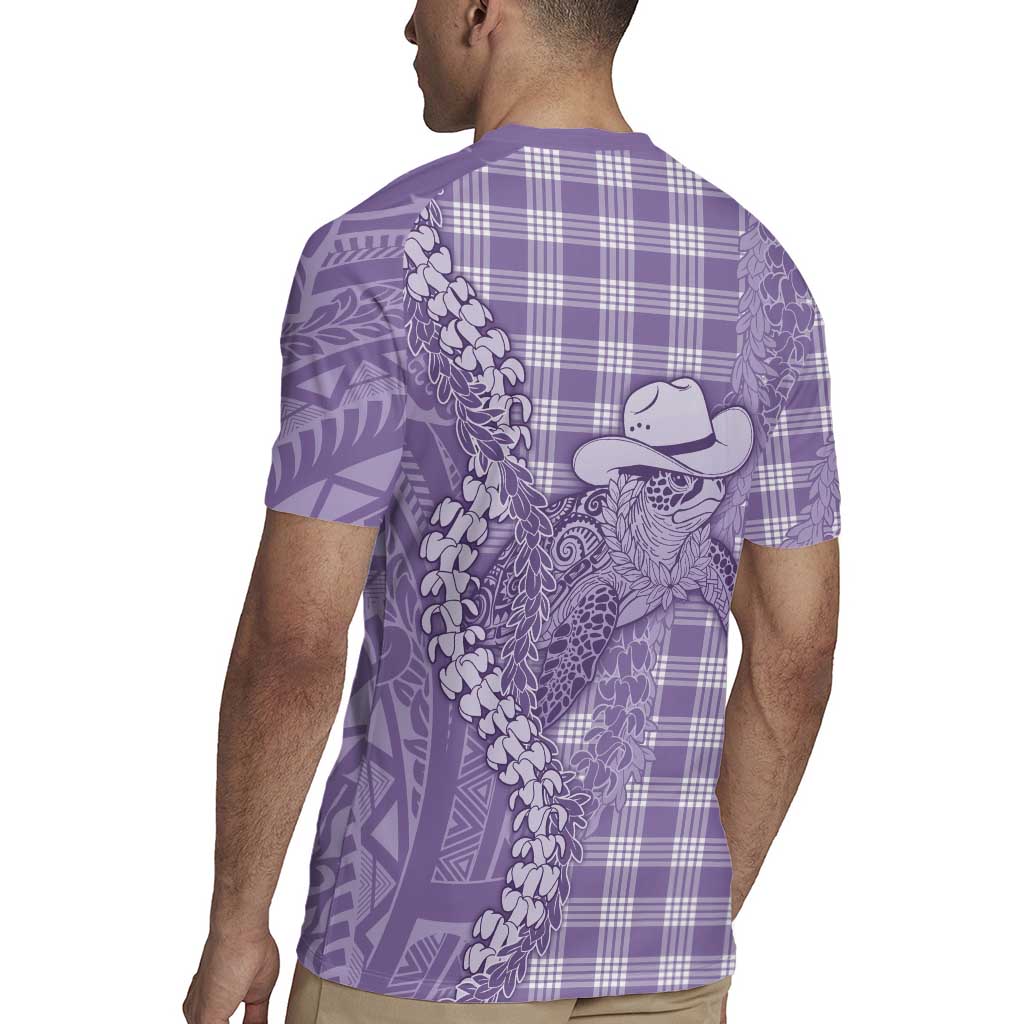 Purple Hawaii Palaka Cowboy Turtle Rugby Jersey Hawaiian Paniolo Puakenikeni Maile Lei - Polynesian Pride