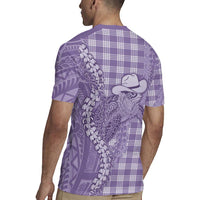 Purple Hawaii Palaka Cowboy Turtle Rugby Jersey Hawaiian Paniolo Puakenikeni Maile Lei - Polynesian Pride