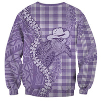 Purple Hawaii Palaka Cowboy Turtle Sweatshirt Hawaiian Paniolo Puakenikeni Maile Lei - Polynesian Pride