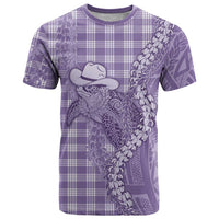 Purple Hawaii Palaka Cowboy Turtle T Shirt Hawaiian Paniolo Puakenikeni Maile Lei - Polynesian Pride