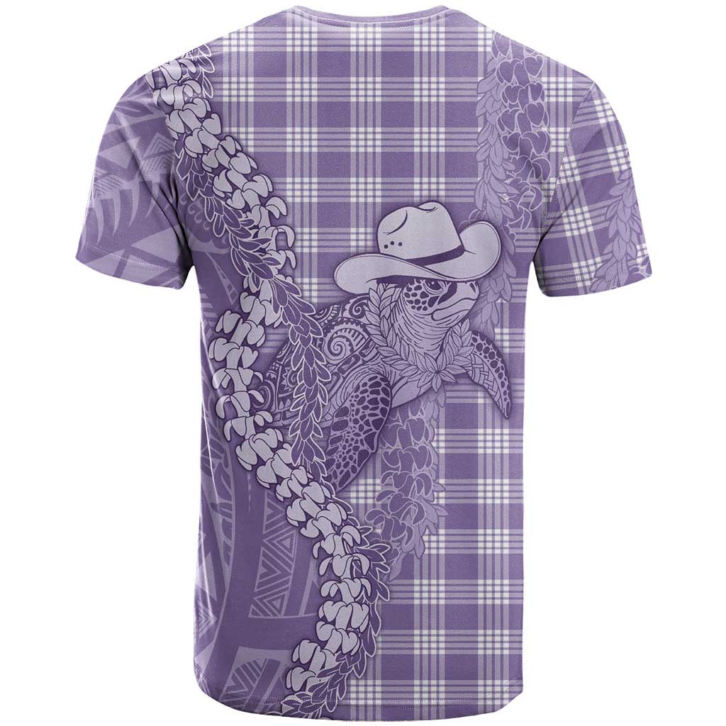 Purple Hawaii Palaka Cowboy Turtle T Shirt Hawaiian Paniolo Puakenikeni Maile Lei - Polynesian Pride