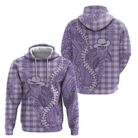Purple Hawaii Palaka Cowboy Turtle Zip Hoodie Hawaiian Paniolo Puakenikeni Maile Lei - Polynesian Pride