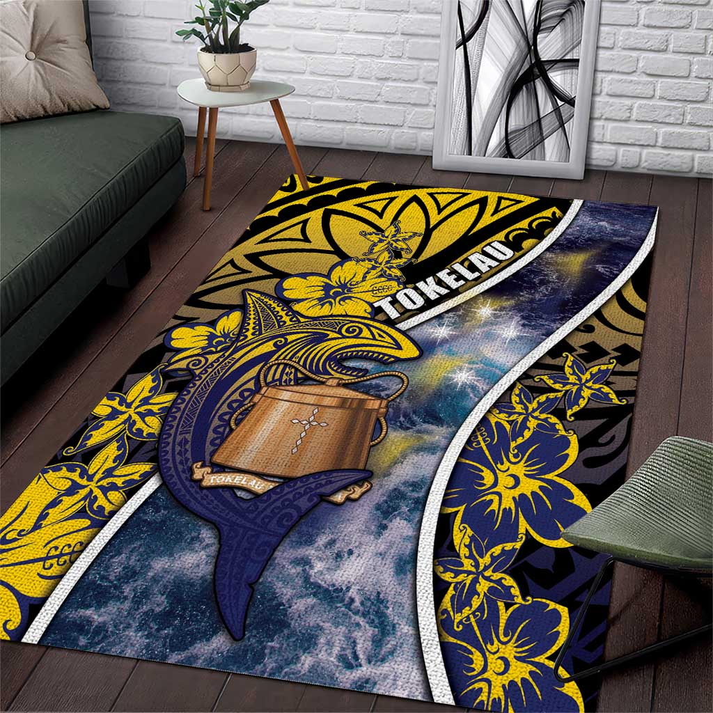 Tokelau Area Rug National Badge Waves Style