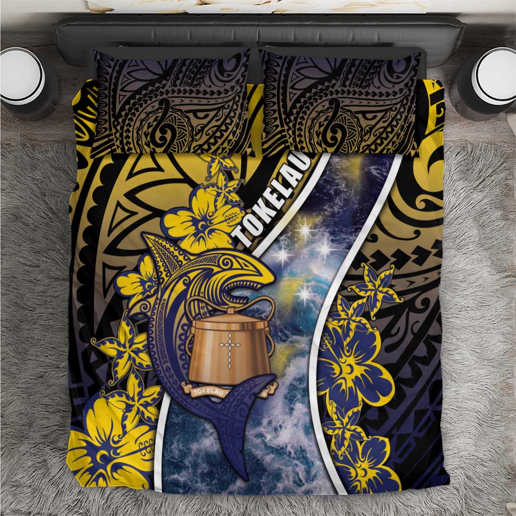 Tokelau Bedding Set National Badge Waves Style