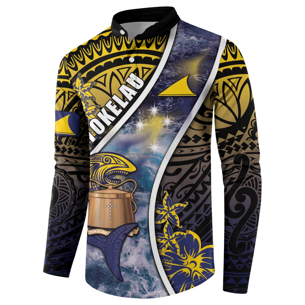 Personalised Tokelau Button Sweatshirt National Badge Waves Style