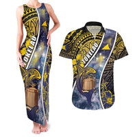 Personalised Tokelau Couples Matching Tank Maxi Dress and Hawaiian Shirt National Badge Waves Style