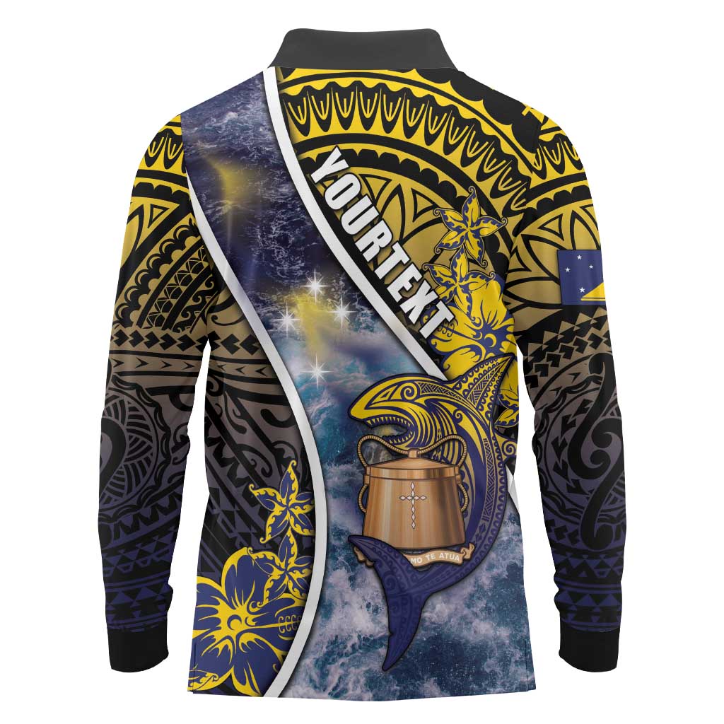 Personalised Tokelau Long Sleeve Polo Shirt National Badge Waves Style