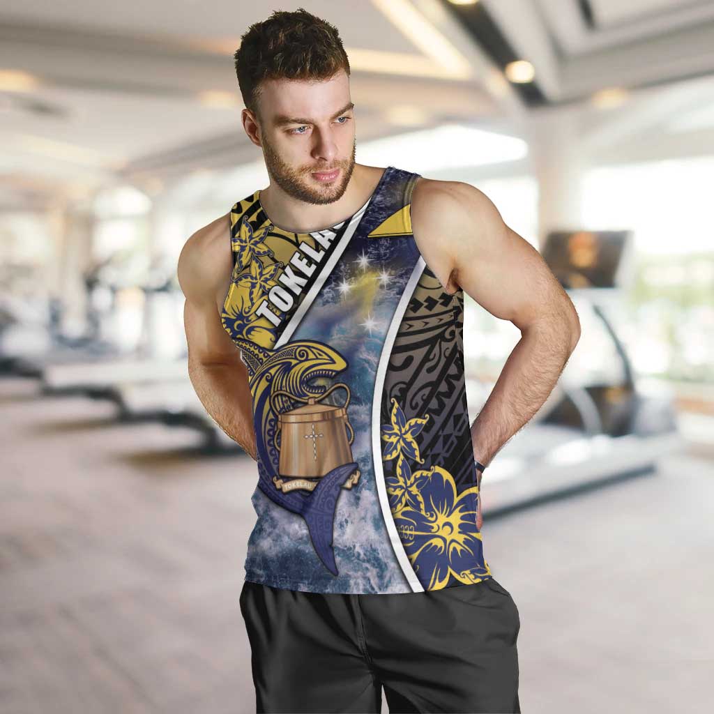 Personalised Tokelau Men Tank Top National Badge Waves Style