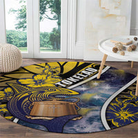 Tokelau Round Carpet National Badge Waves Style