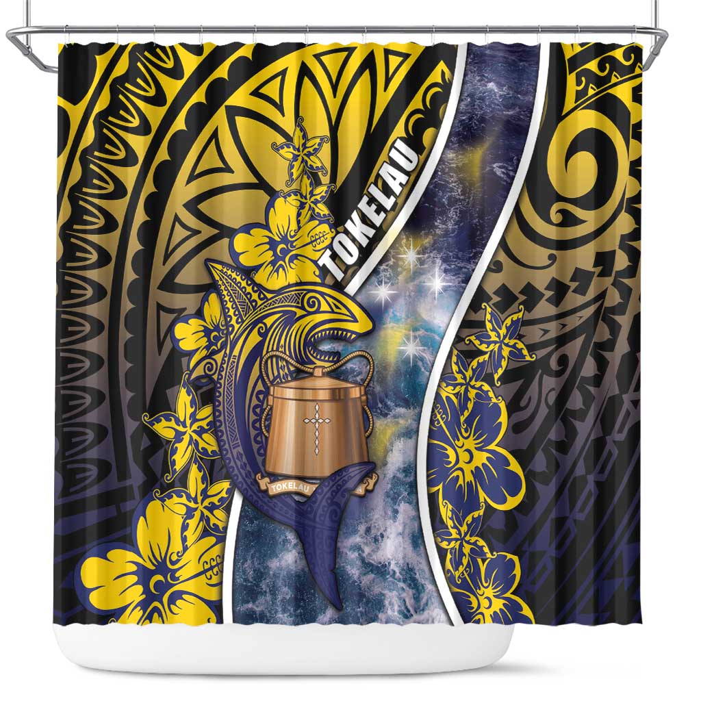Tokelau Shower Curtain National Badge Waves Style