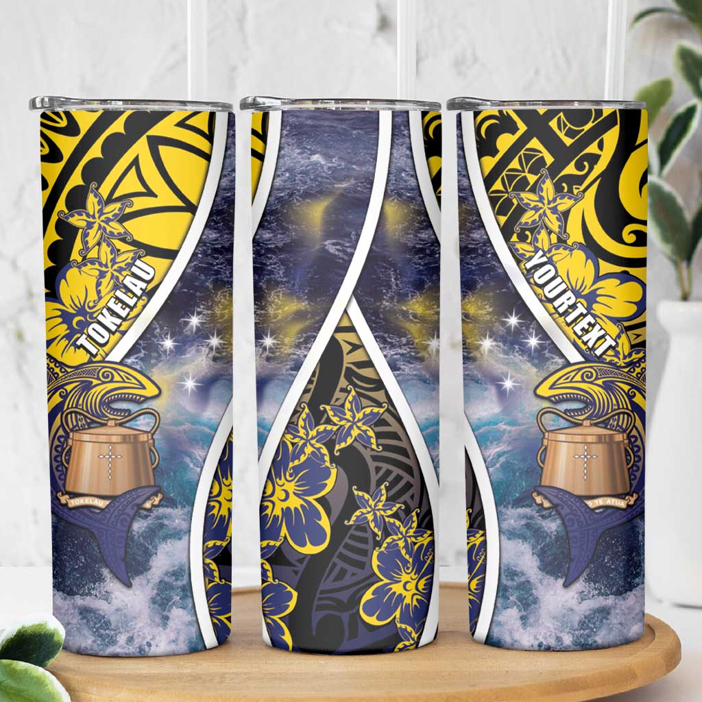 Personalised Tokelau Skinny Tumbler National Badge Waves Style