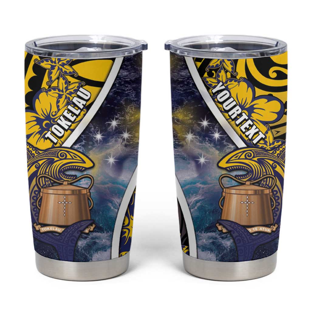 Personalised Tokelau Tumbler Cup National Badge Waves Style