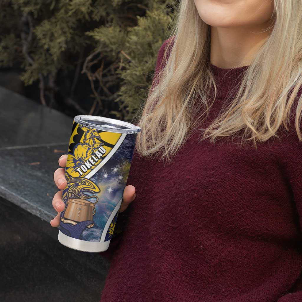 Personalised Tokelau Tumbler Cup National Badge Waves Style