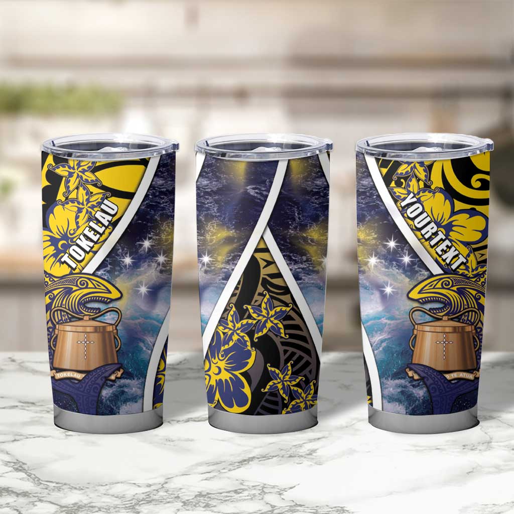 Personalised Tokelau Tumbler Cup National Badge Waves Style