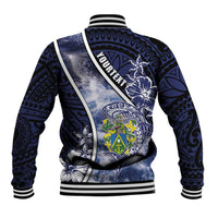 Personalised Pitcairn Islands Baseball Jacket Coat Of Arms Waves Style