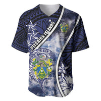 Personalised Pitcairn Islands Baseball Jersey Coat Of Arms Waves Style