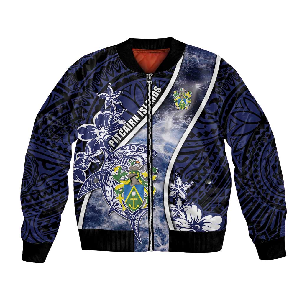 Personalised Pitcairn Islands Bomber Jacket Coat Of Arms Waves Style