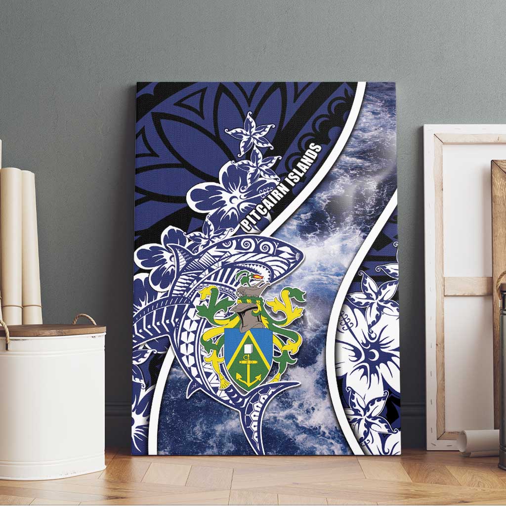 Pitcairn Islands Canvas Wall Art Coat Of Arms Waves Style