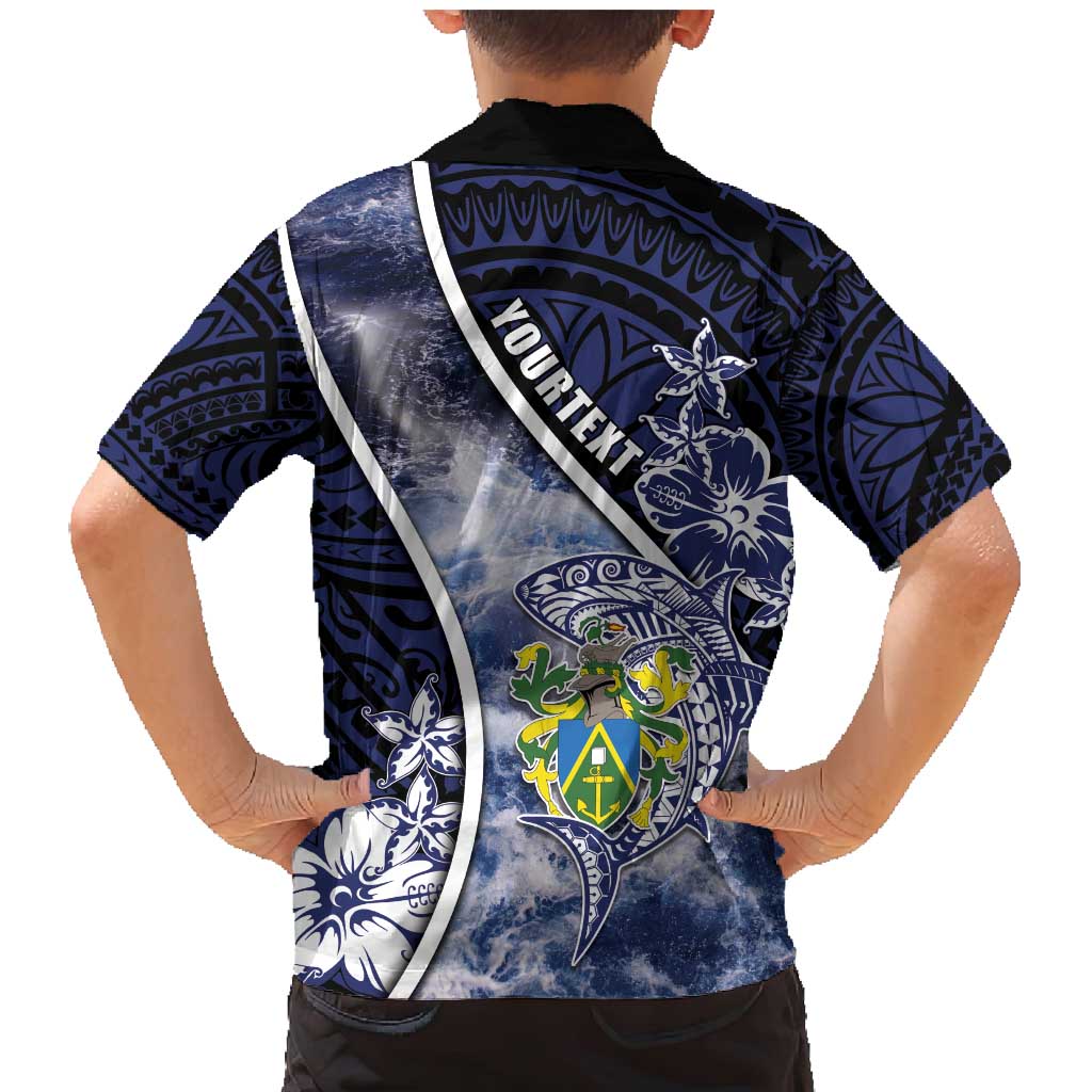 Personalised Pitcairn Islands Family Matching Mermaid Dress and Hawaiian Shirt Coat Of Arms Waves Style