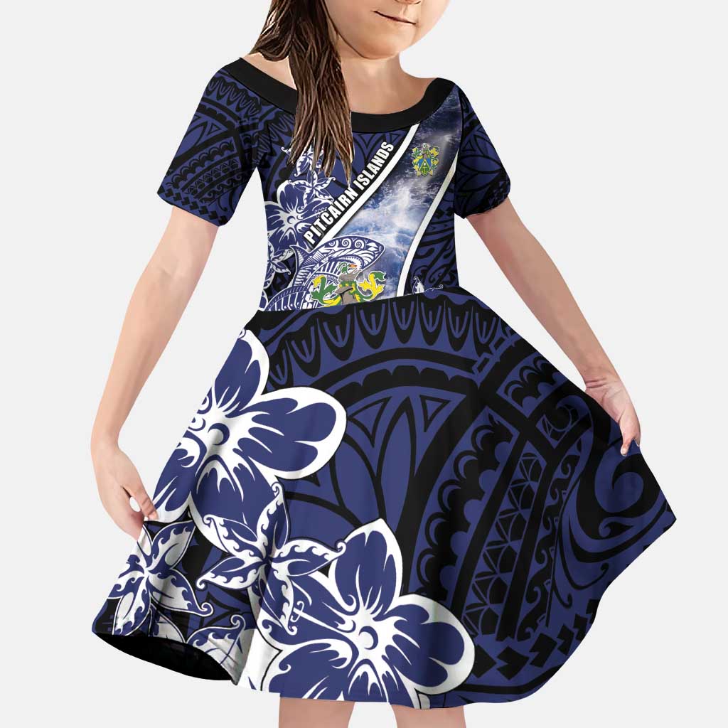 Personalised Pitcairn Islands Family Matching Puletasi and Hawaiian Shirt Coat Of Arms Waves Style