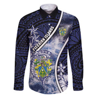 Personalised Pitcairn Islands Family Matching Puletasi and Hawaiian Shirt Coat Of Arms Waves Style