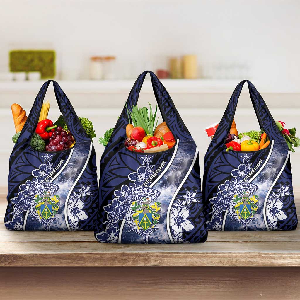 Pitcairn Islands Grocery Bag Coat Of Arms Waves Style