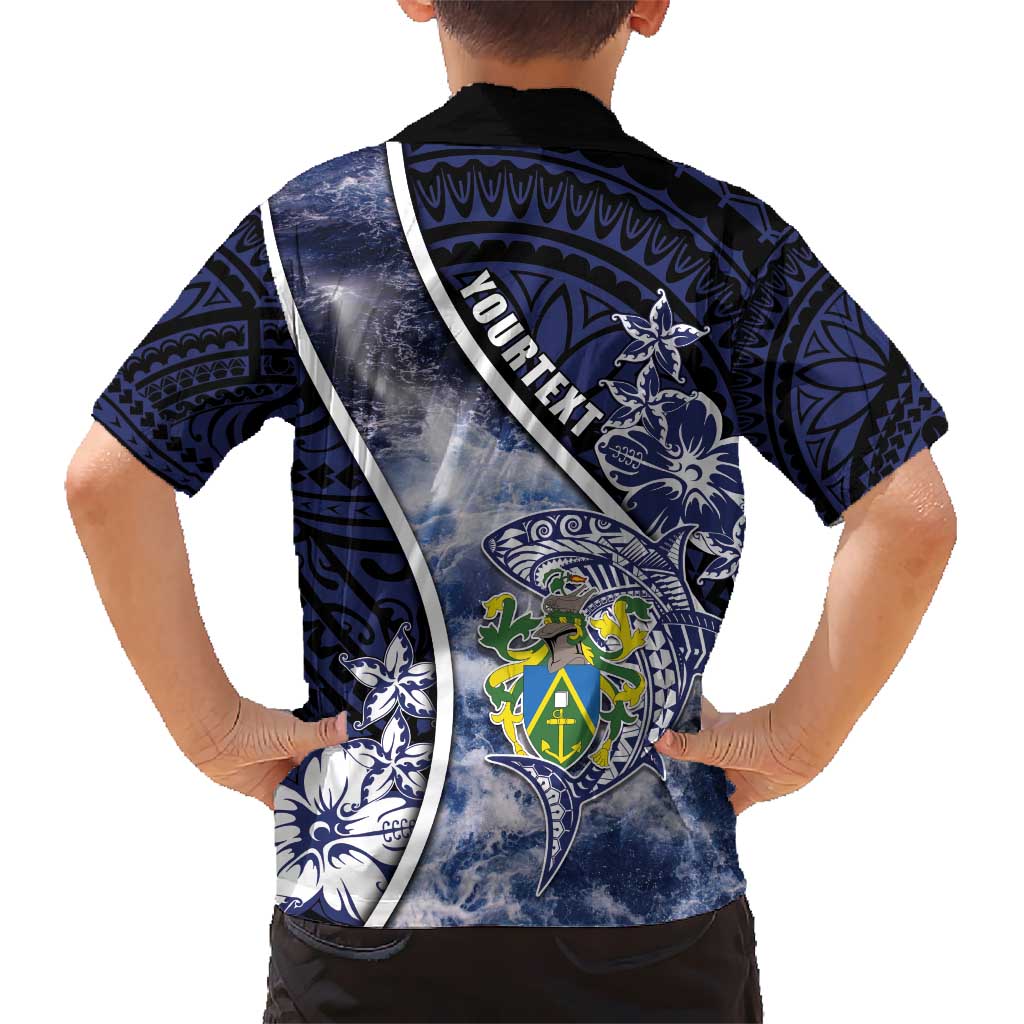 Personalised Pitcairn Islands Hawaiian Shirt Coat Of Arms Waves Style