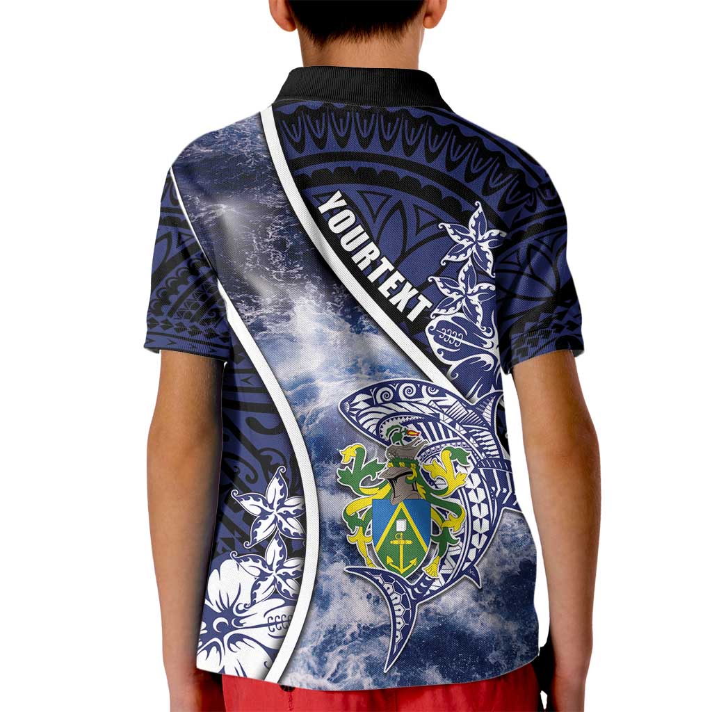 Personalised Pitcairn Islands Kid Polo Shirt Coat Of Arms Waves Style