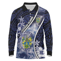 Personalised Pitcairn Islands Long Sleeve Polo Shirt Coat Of Arms Waves Style