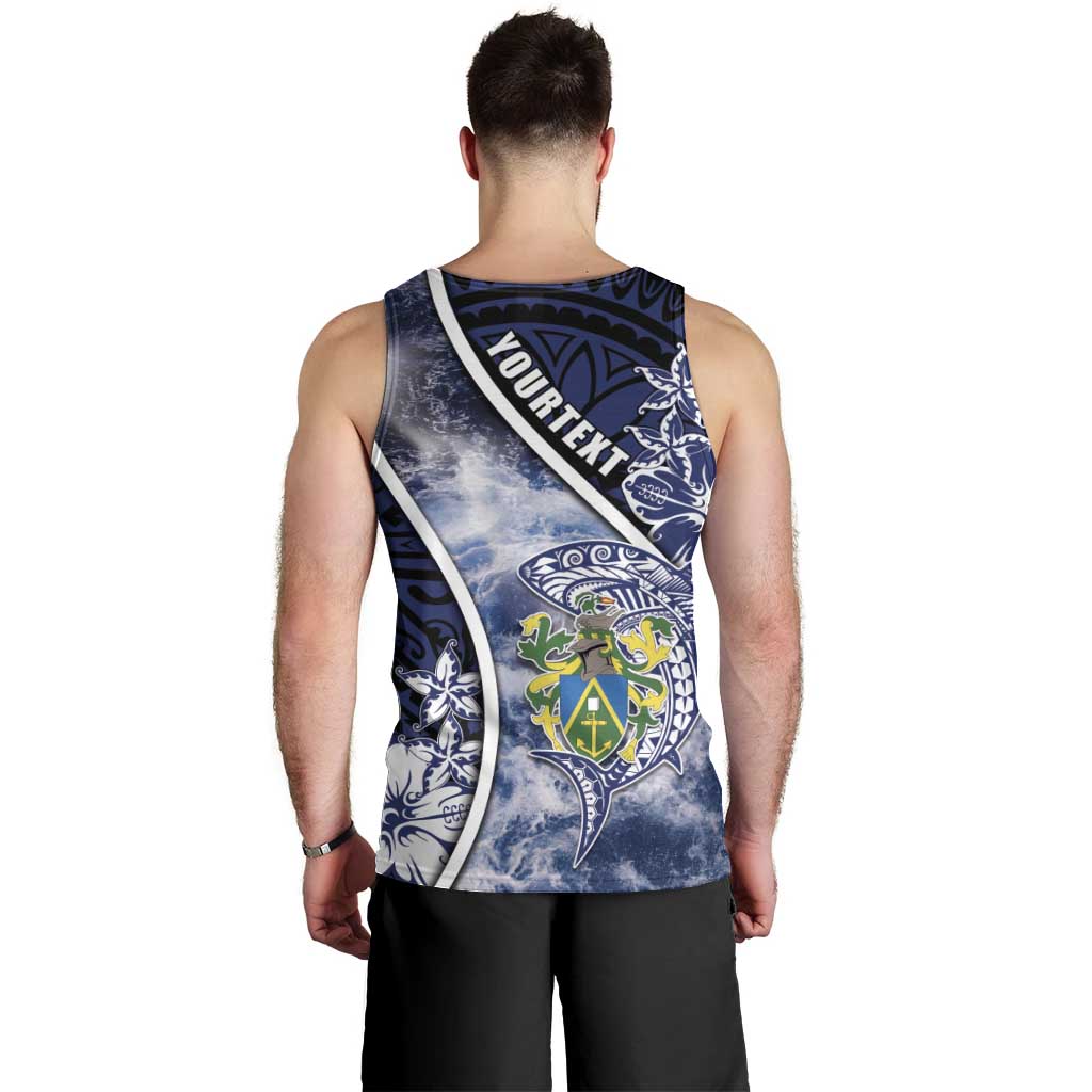 Personalised Pitcairn Islands Men Tank Top Coat Of Arms Waves Style