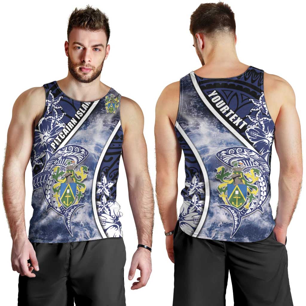 Personalised Pitcairn Islands Men Tank Top Coat Of Arms Waves Style