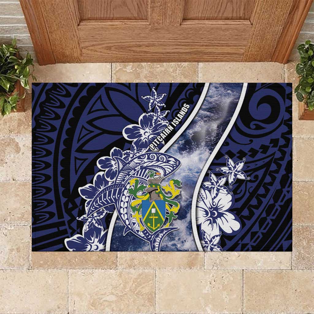 Pitcairn Islands Rubber Doormat Coat Of Arms Waves Style