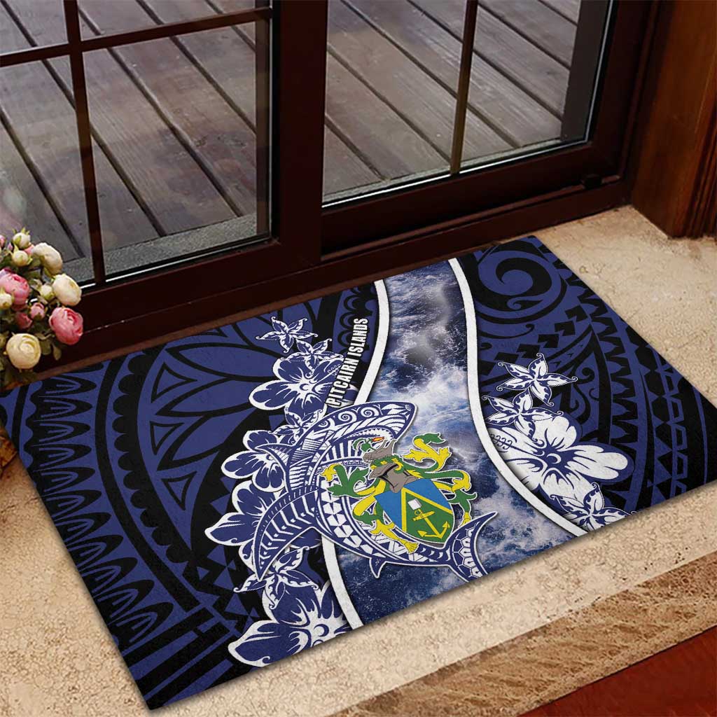 Pitcairn Islands Rubber Doormat Coat Of Arms Waves Style