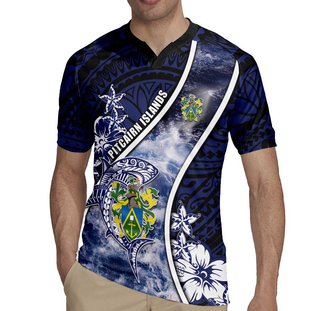 Personalised Pitcairn Islands Rugby Jersey Coat Of Arms Waves Style