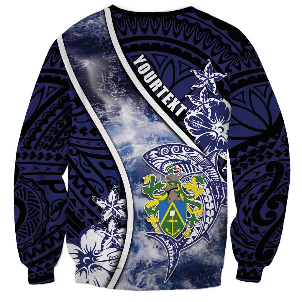 Personalised Pitcairn Islands Sweatshirt Coat Of Arms Waves Style