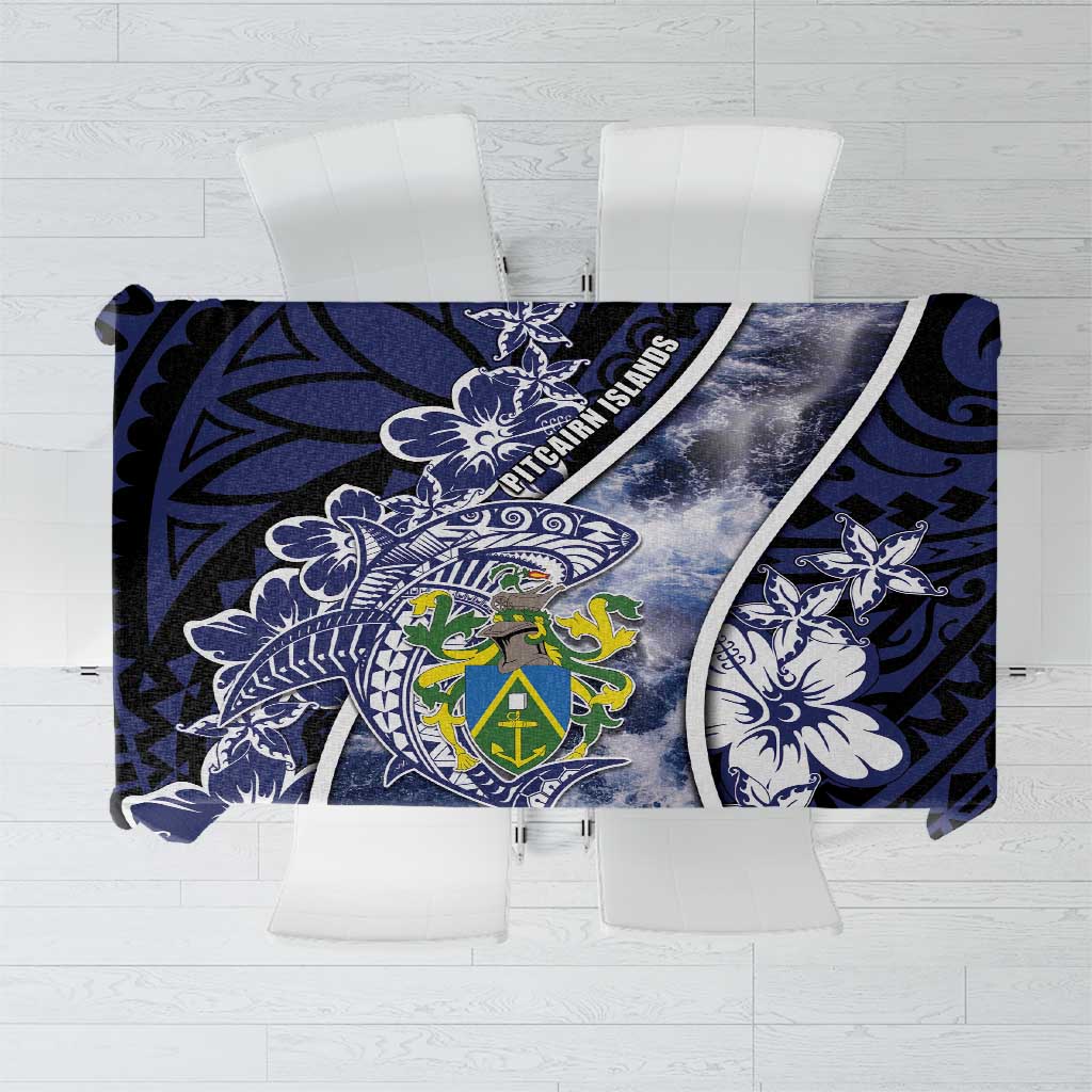 Pitcairn Islands Tablecloth Coat Of Arms Waves Style DT05 Navy - Polynesian Pride