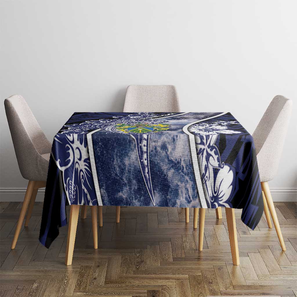 Pitcairn Islands Tablecloth Coat Of Arms Waves Style DT05 - Polynesian Pride