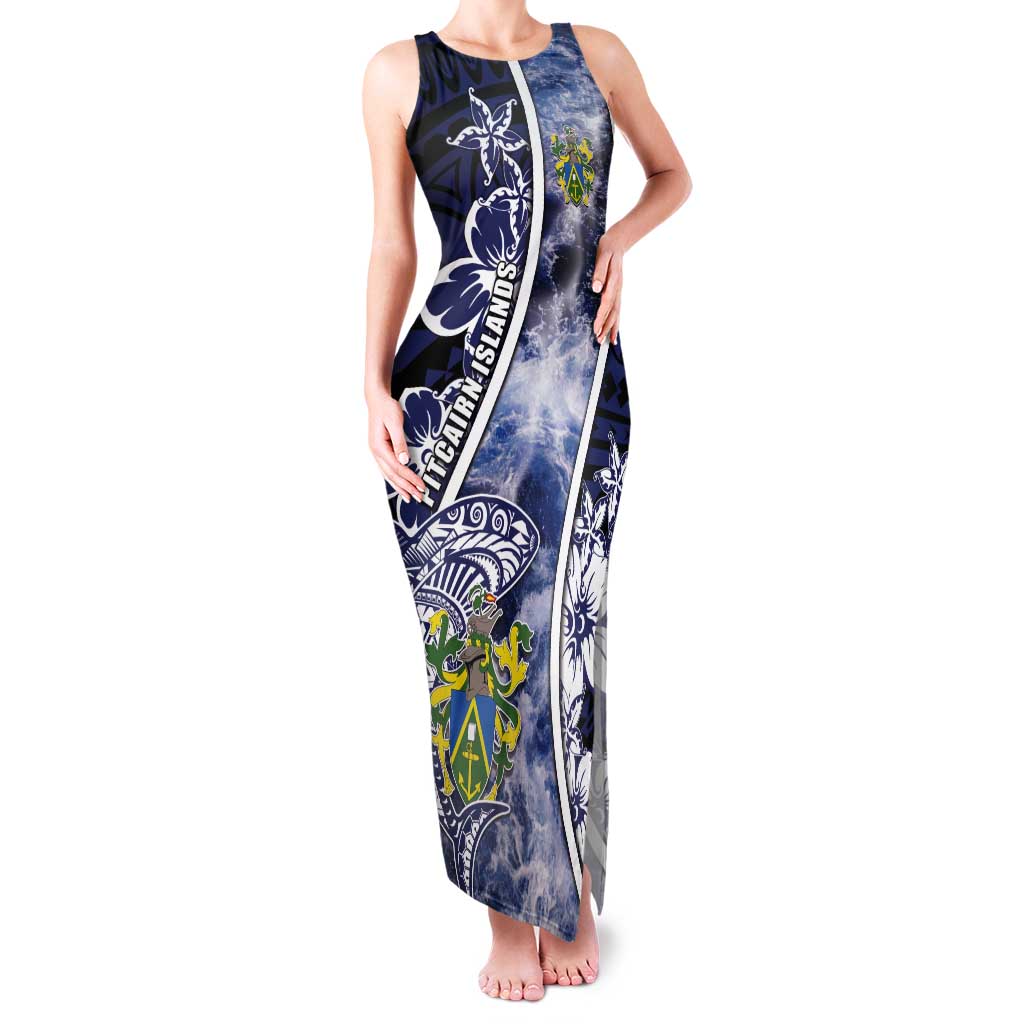 Personalised Pitcairn Islands Tank Maxi Dress Coat Of Arms Waves Style