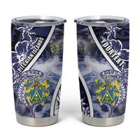 Personalised Pitcairn Islands Tumbler Cup Coat Of Arms Waves Style
