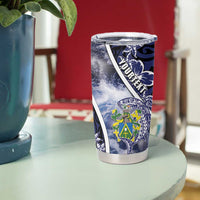 Personalised Pitcairn Islands Tumbler Cup Coat Of Arms Waves Style