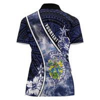 Personalised Pitcairn Islands Women Polo Shirt Coat Of Arms Waves Style