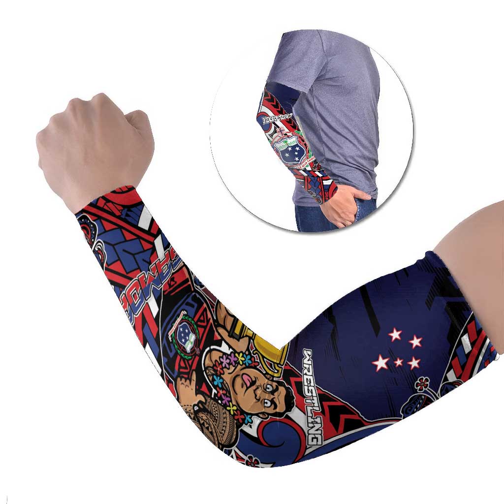 Personalised Samoa Wrestling Arm Sleeves Polynesian Warrior Funny Style DT05 Set of 2 Navy - Polynesian Pride