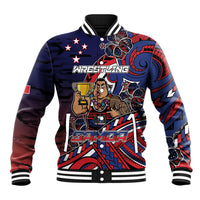 Personalised Samoa Wrestling Baseball Jacket Polynesian Warrior Funny Style DT05 Unisex Navy - Polynesian Pride
