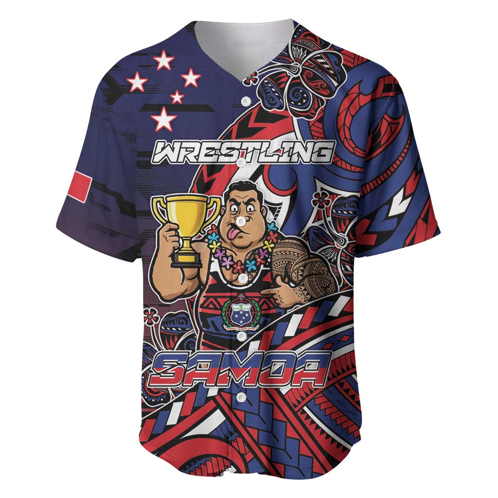 Personalised Samoa Wrestling Baseball Jersey Polynesian Warrior Funny Style DT05 Navy - Polynesian Pride
