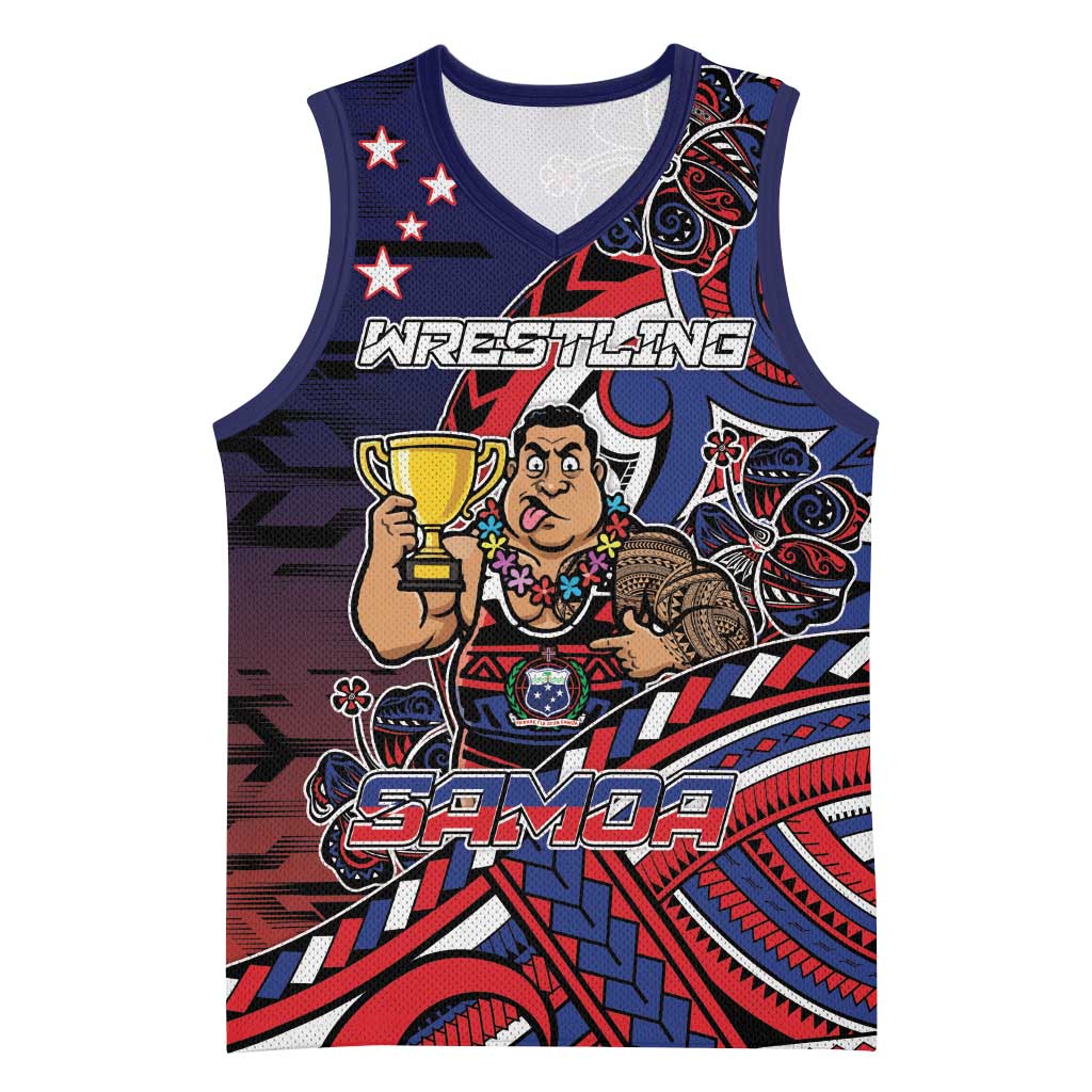 Personalised Samoa Wrestling Basketball Jersey Polynesian Warrior Funny Style DT05 Unisex Navy - Polynesian Pride