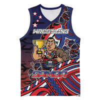 Personalised Samoa Wrestling Basketball Jersey Polynesian Warrior Funny Style DT05 Unisex Navy - Polynesian Pride