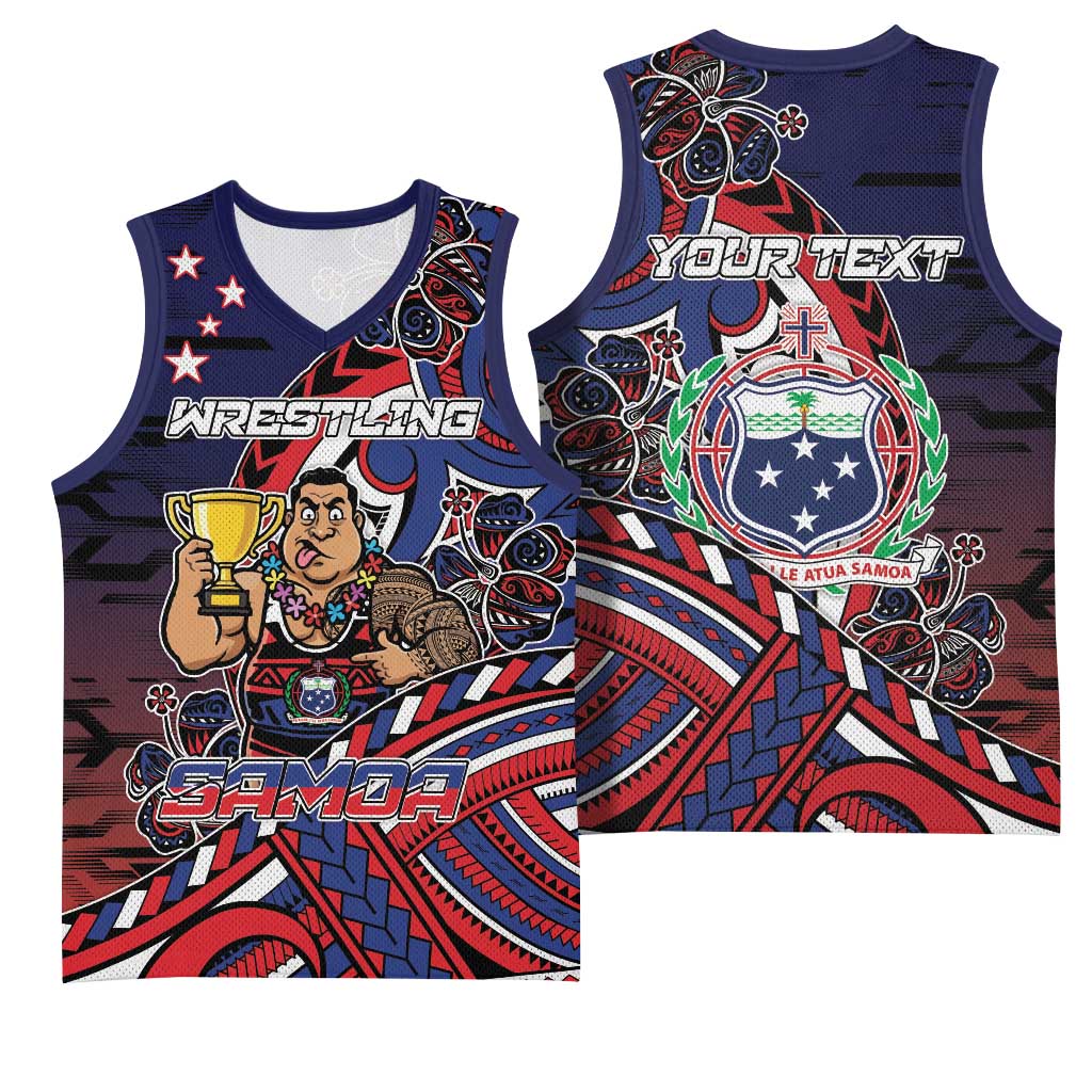 Personalised Samoa Wrestling Basketball Jersey Polynesian Warrior Funny Style DT05 - Polynesian Pride